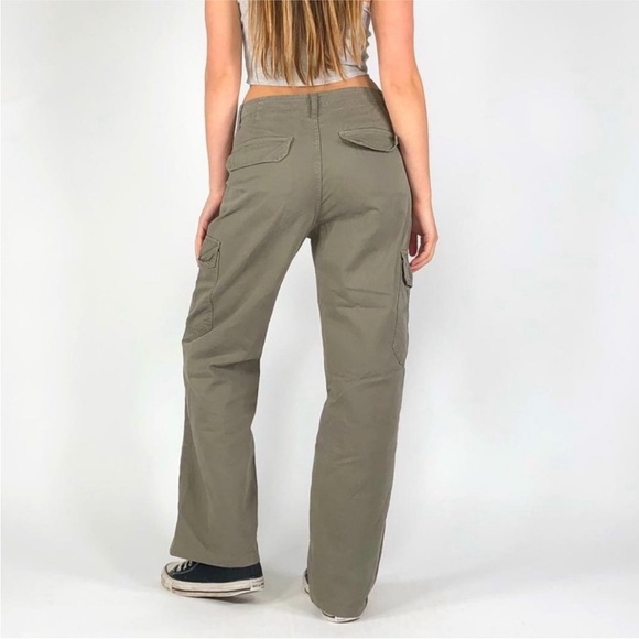 4/$25 Zara High Rise Cargo Olive Green Utility Cargo Pants Size 0 - Picture 2 of 6
